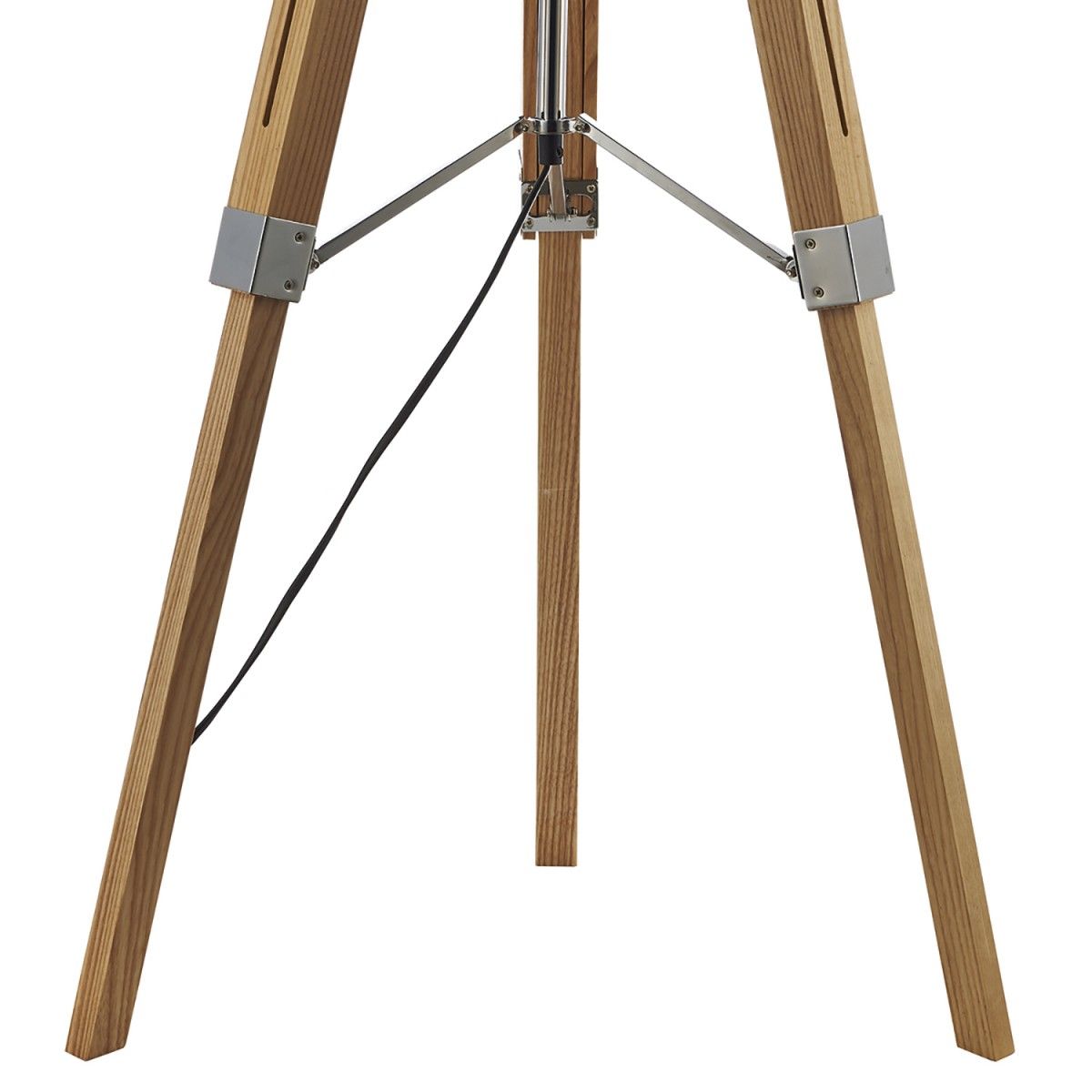 Natural Wood Tripod Design Floor Lamp with Linen Shade