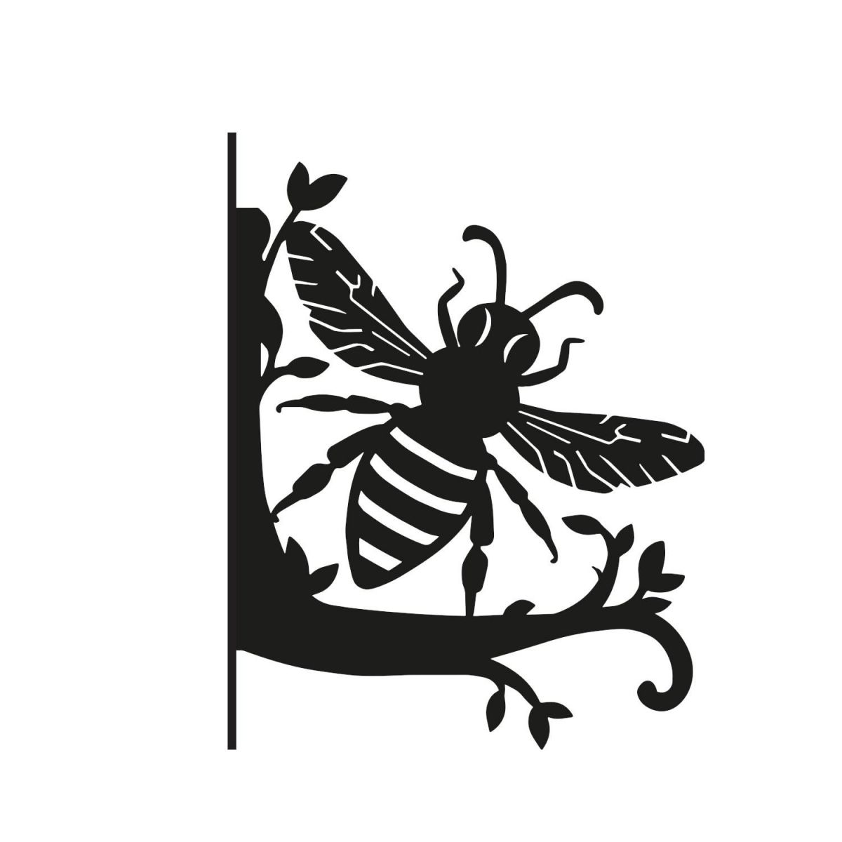 Honey Bee Hanging Basket Bracket on White Background