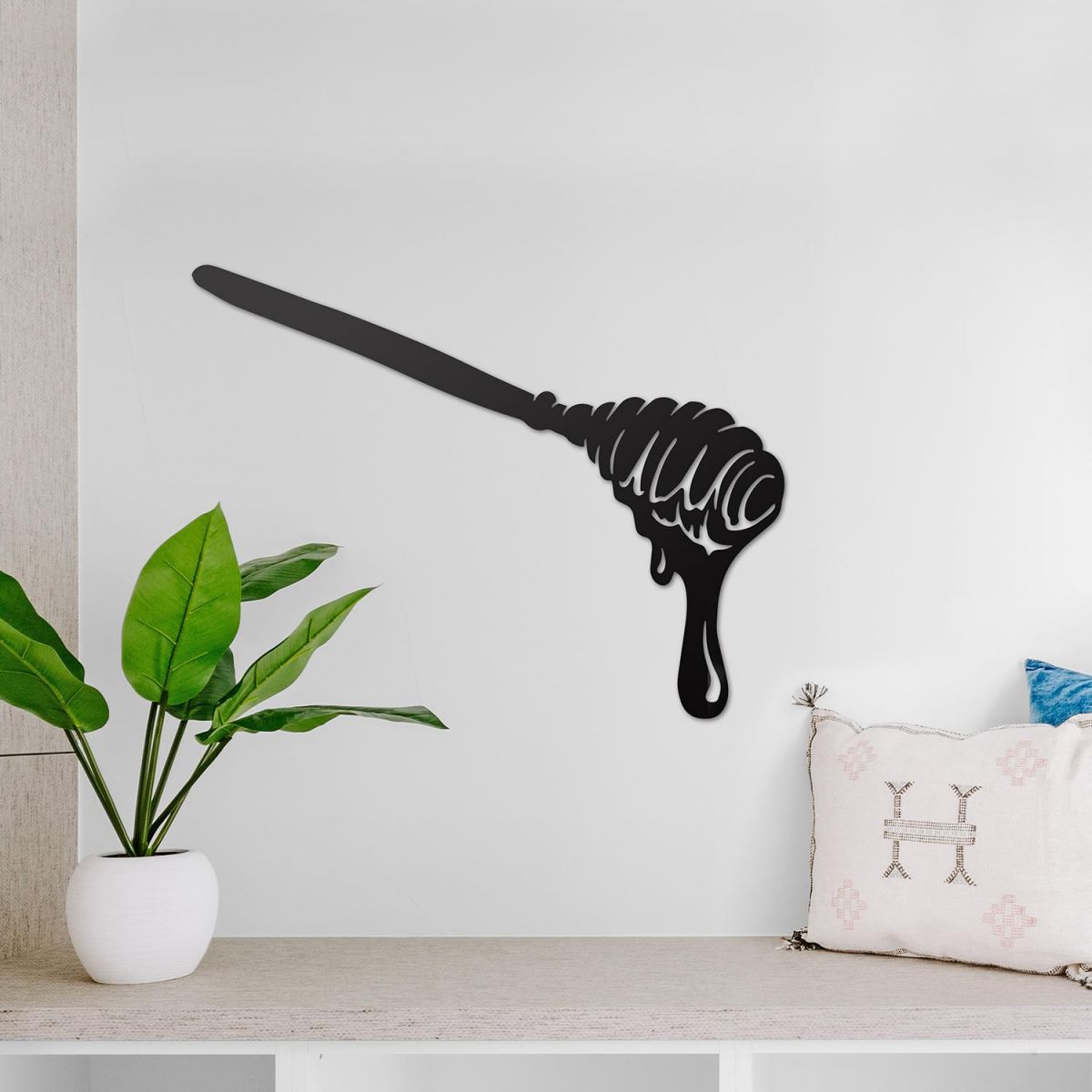 Honey Spoon Steel Wall Art in a Modern Home