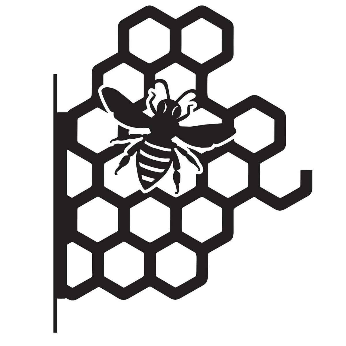 Honeycomb Bee Hanging Basket Bracket in a Black Finish