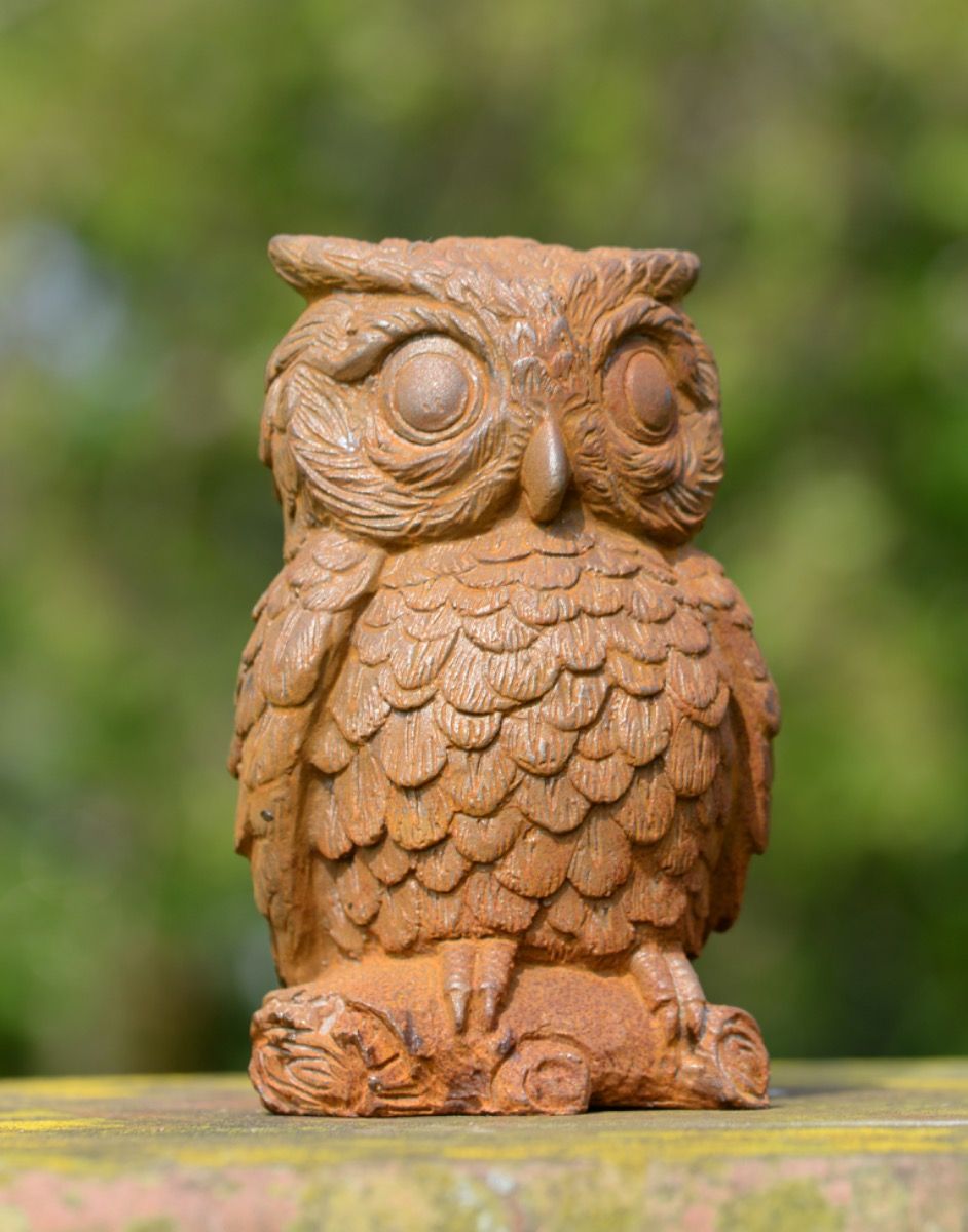 Cast Iron Horned Owl Garden Statue