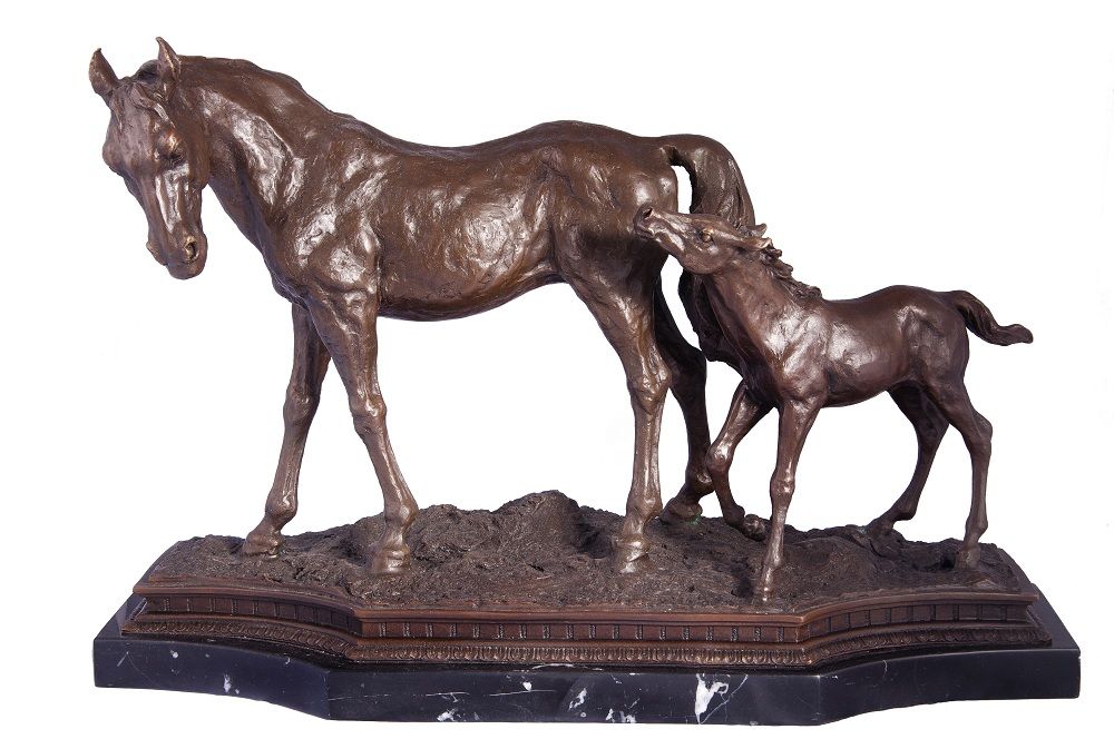 “River Vale Ranch” Stallion & Foal Bronze Sculpture 