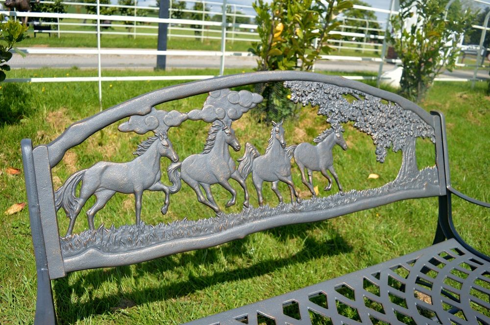 "Countryside Paddock" Horse Design Cast Iron Bench