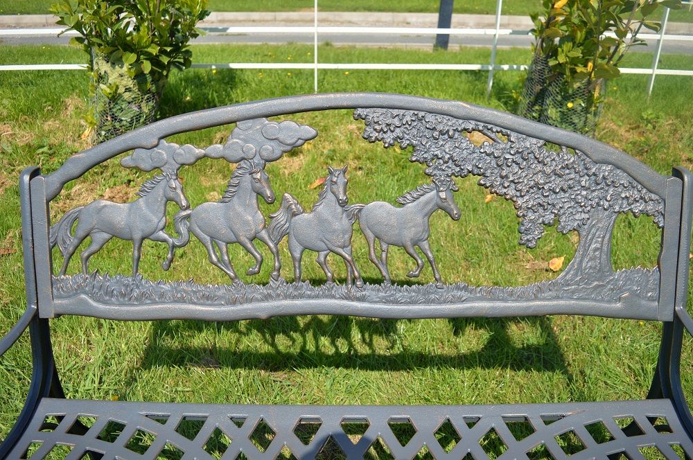 "Countryside Paddock" Horse Design Cast Iron Bench