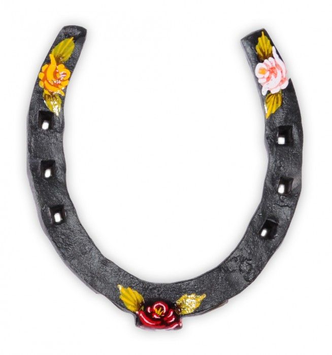 Hand painted horse shoes with flower