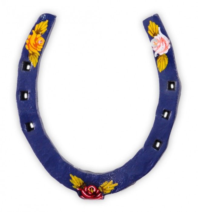 Hand painted horse shoes with flower