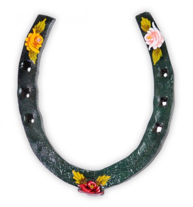 Hand painted horse shoes with flower