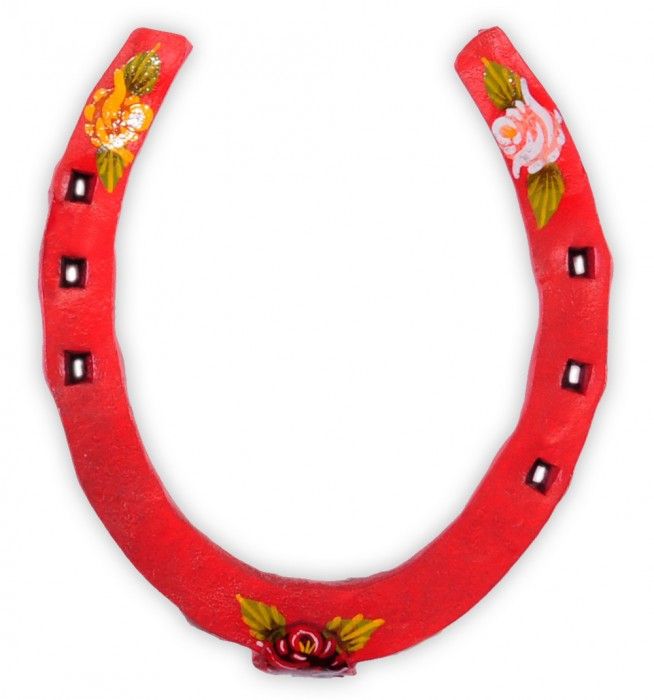 Hand painted horse shoes with flower