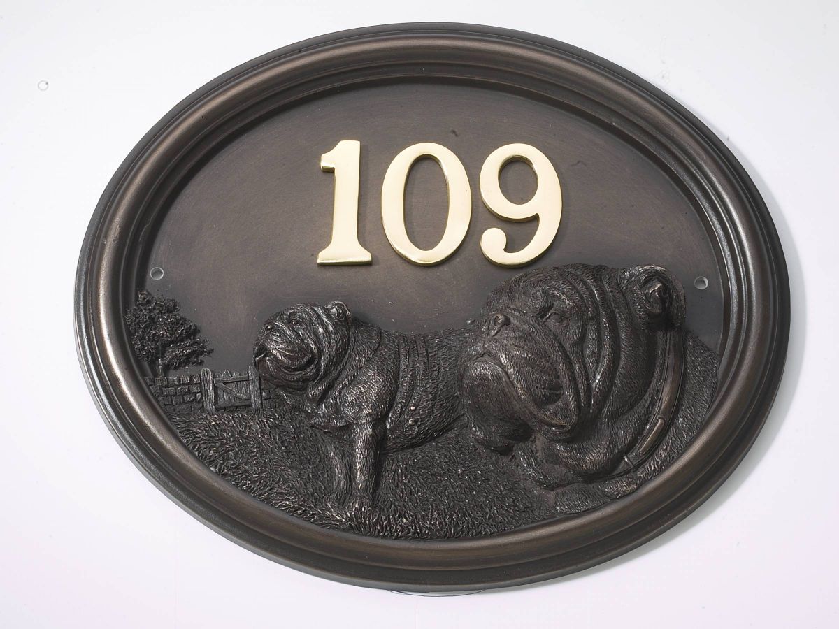 House Number - Bronze Finish - Bulldog - House Sign