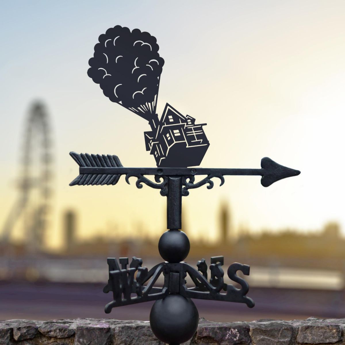 Weathervane with House of Balloons Motif