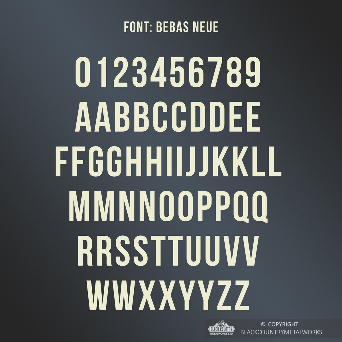 All Letters and Numbers in the Bebas Neue Font