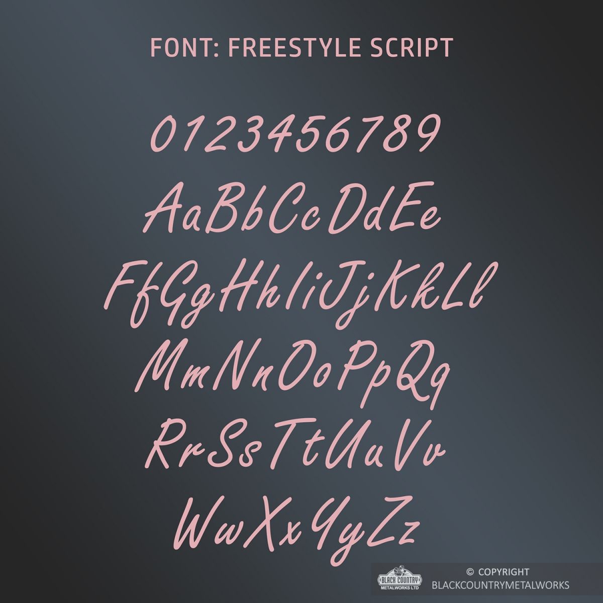 All Letters and Numbers in the Freestyle Script Font