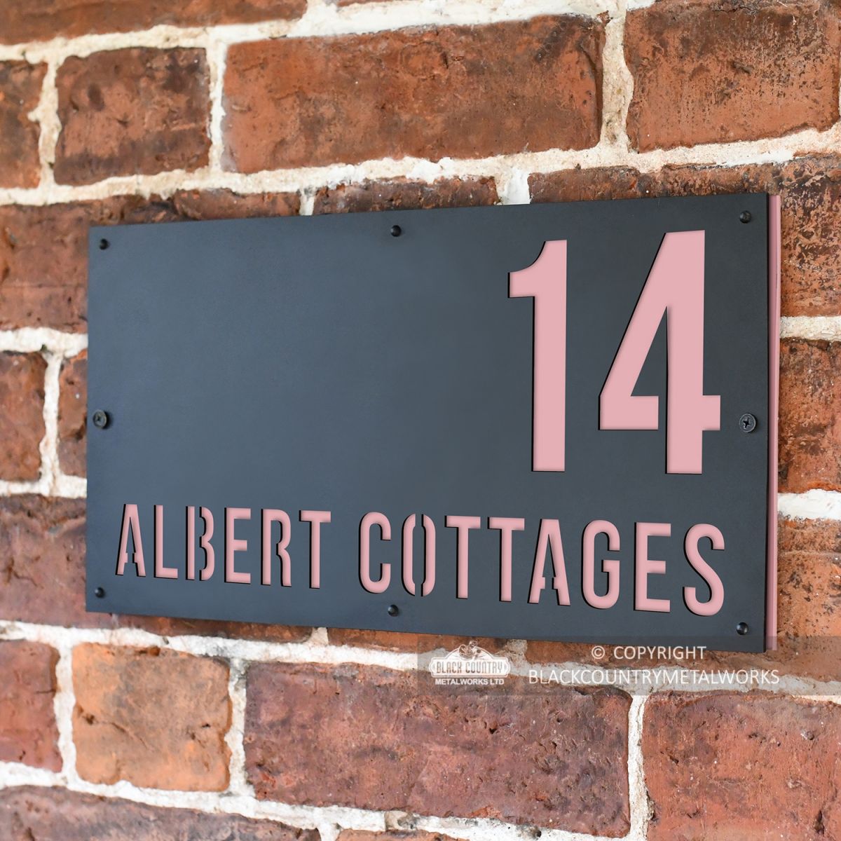 "Albert" House Sign Finished in Light Pink