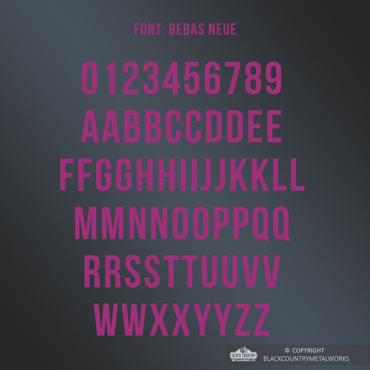 All Letters and Numbers in the Bebas Neue Script Font