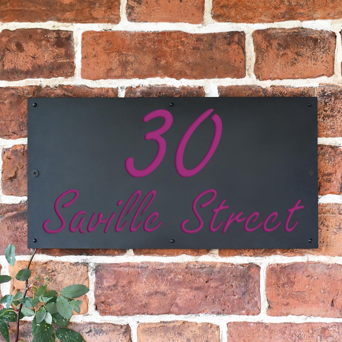 "Saville" House Sign Finished in Purple