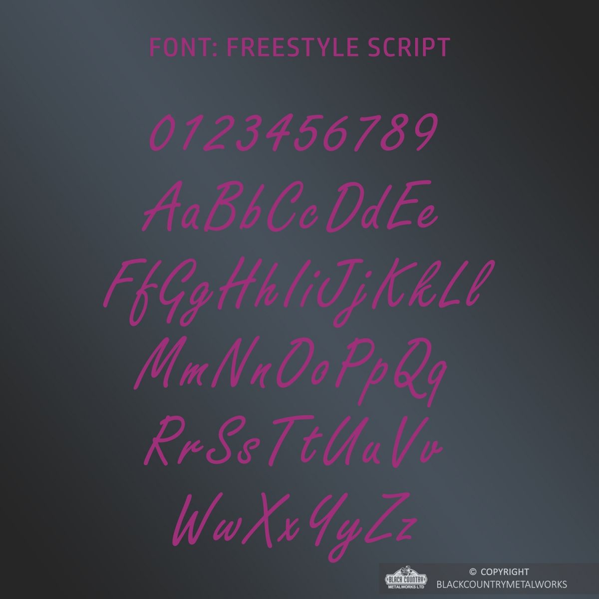 All Letters and Numbers in the Freestyle Script Font
