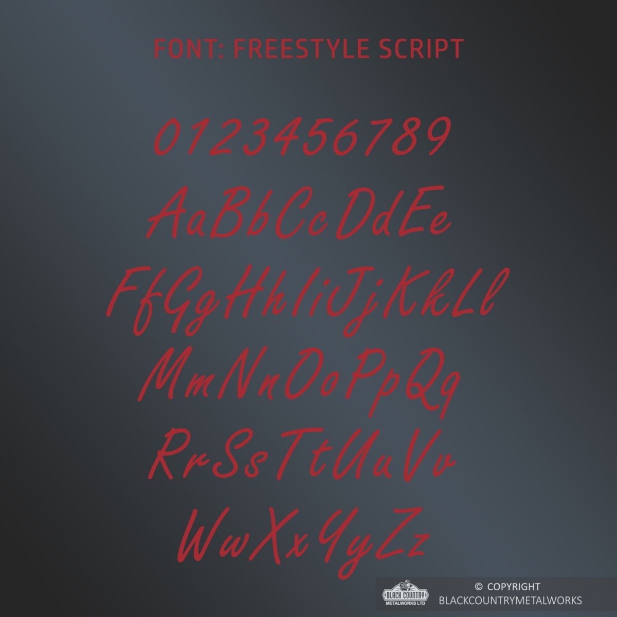 All Letters and Numbers in the Freestyle Script Font