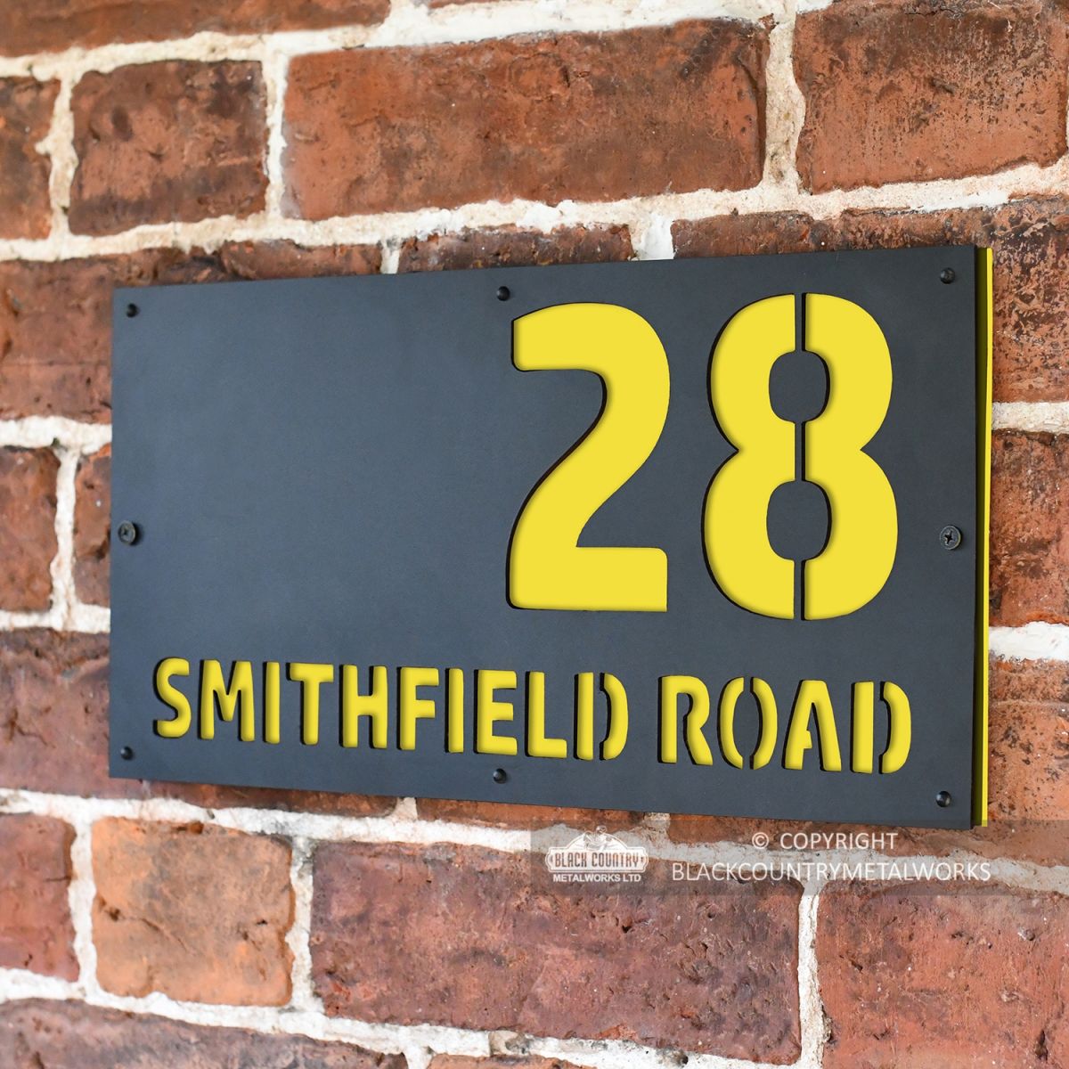 Zinc Yellow "Smithfield" House Sign in Situ on the Wall