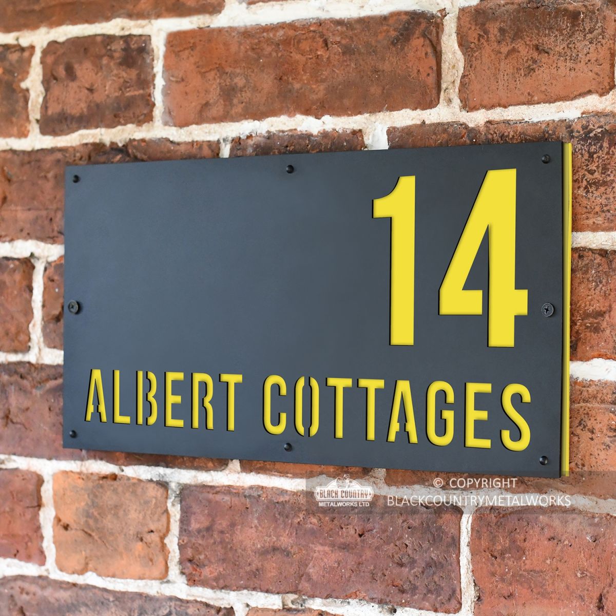"Albert" House Sign Finished in Zinc Yellow "Albert" House Sign Finished in Zinc Yellow