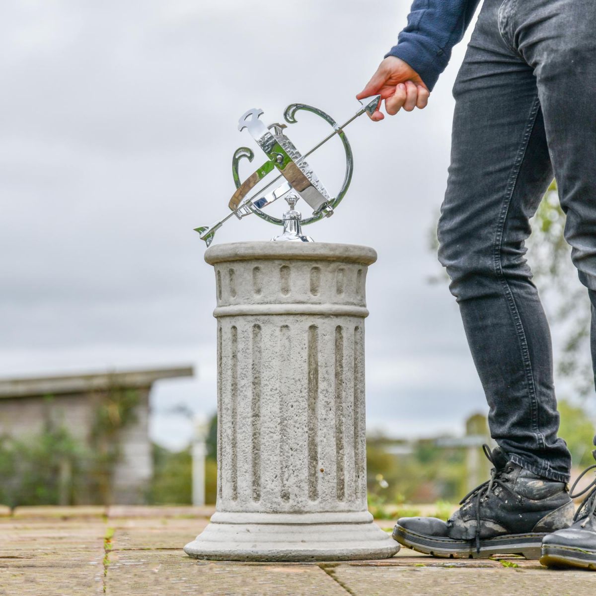 Bright Chrome Armillary 16.5cm with Male for Scale 