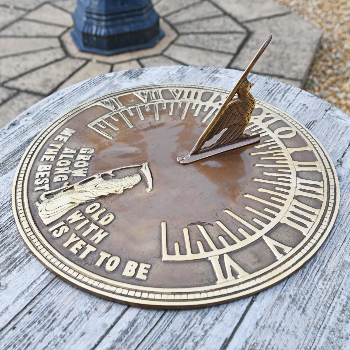 Old Father Time Sundial in Antique Brass finish