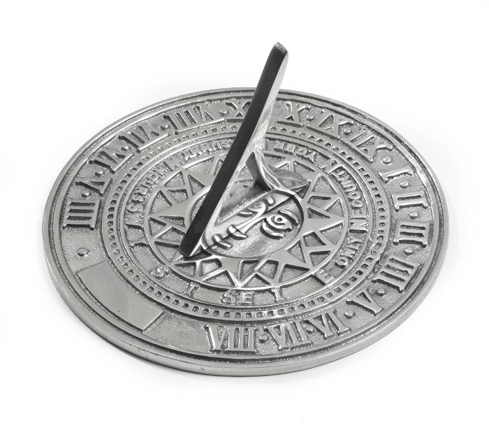 Sunface Bright Chrome Garden Sundial - 120mm  Sunface Bright Chrome Garden Sundial - 120mm