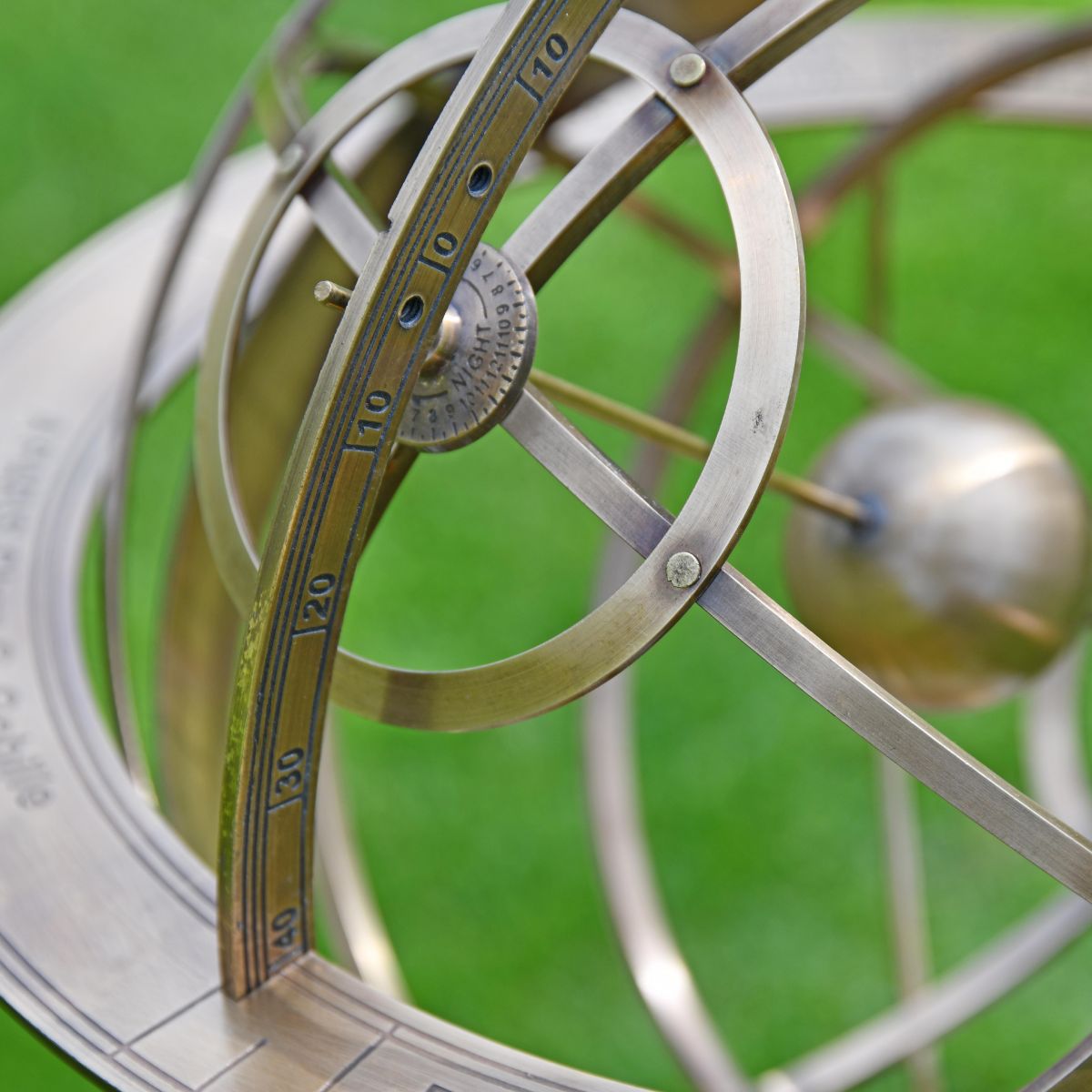 Close up of Celestial Sundial with numbers 