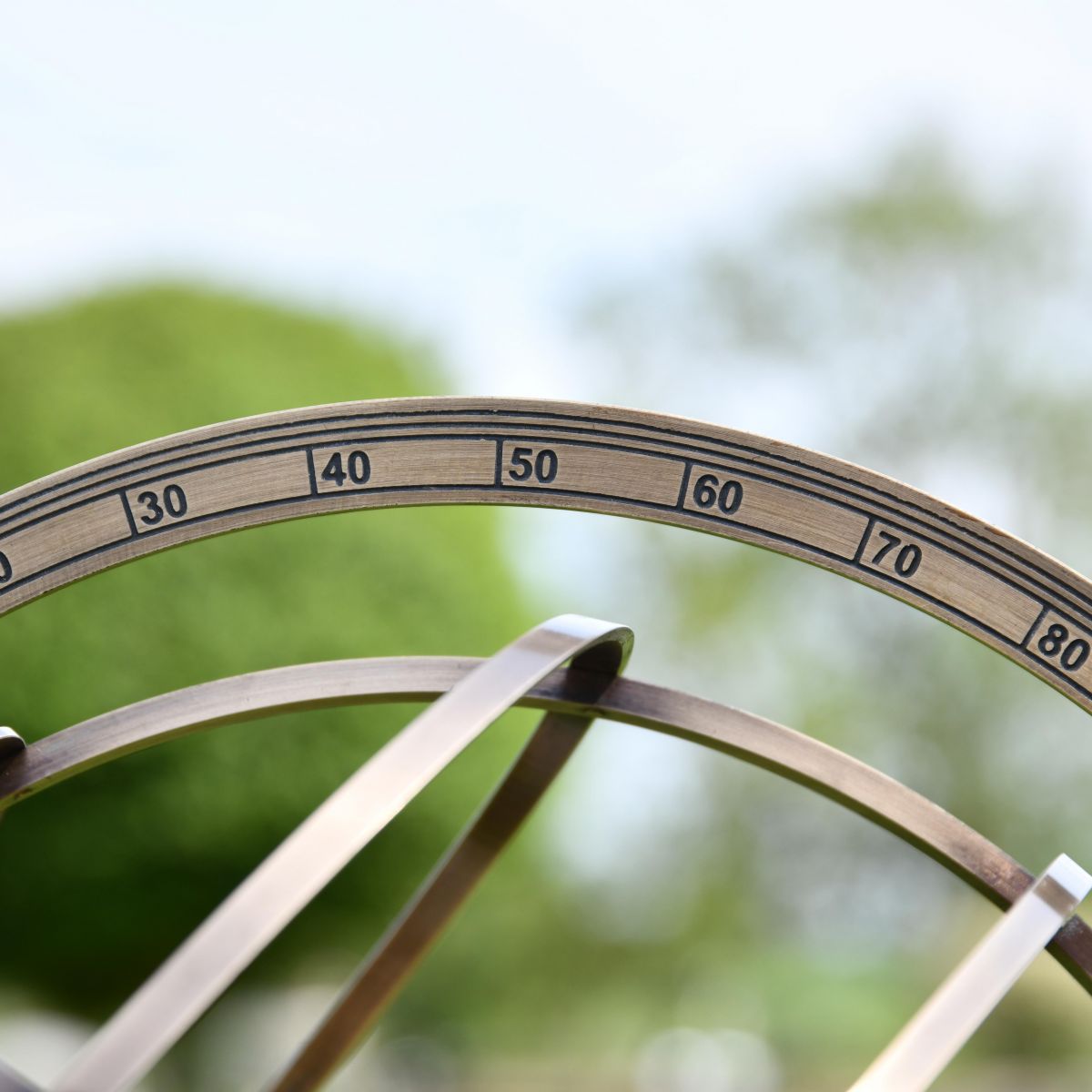 Close up of numerical degree sphere 