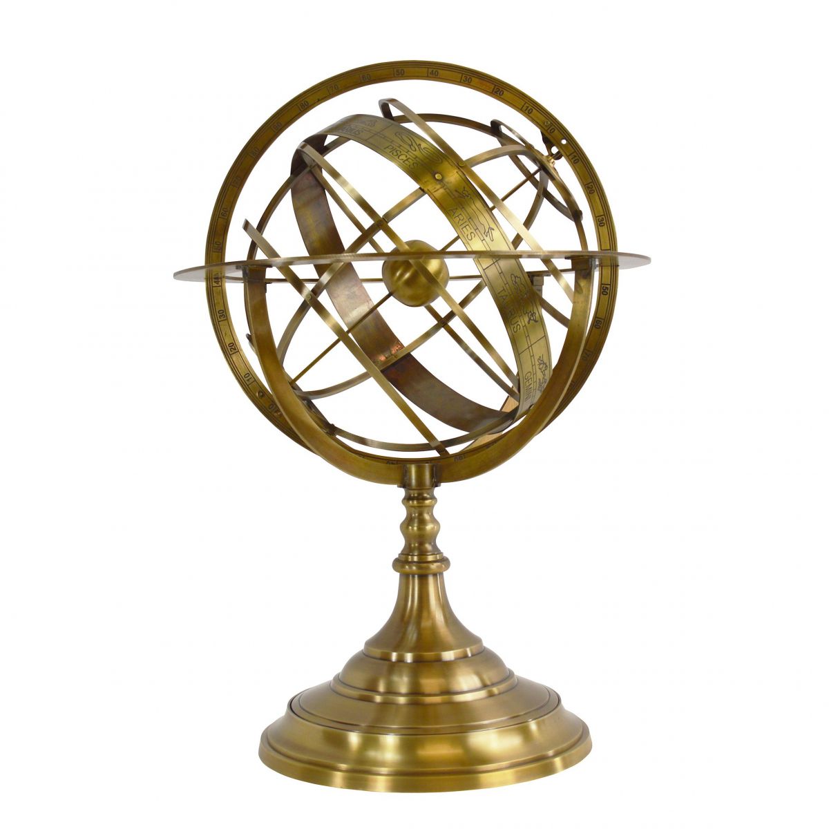 "Celestial" Armillary Sundial- 70cm (Medium) with White Background 