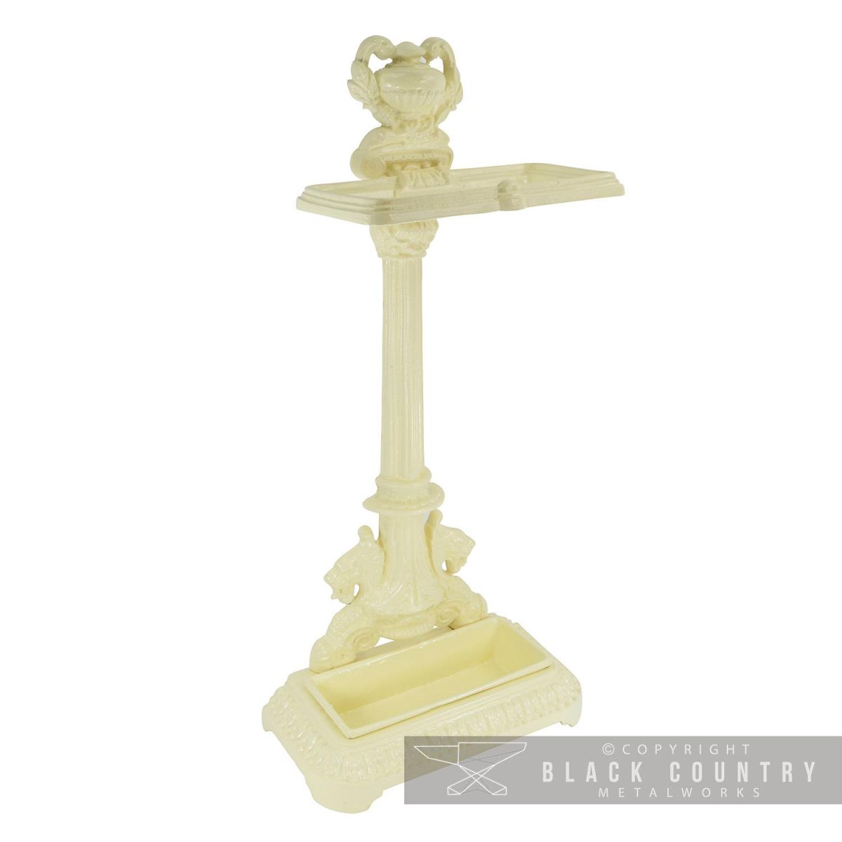Traditional Ornate Umbrella Stand Finished in a French Cream
