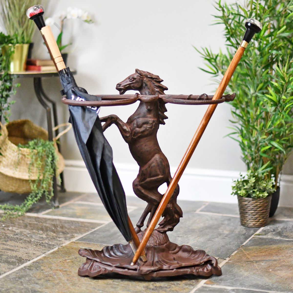 Rustic finish stylish stallion umbrella stand