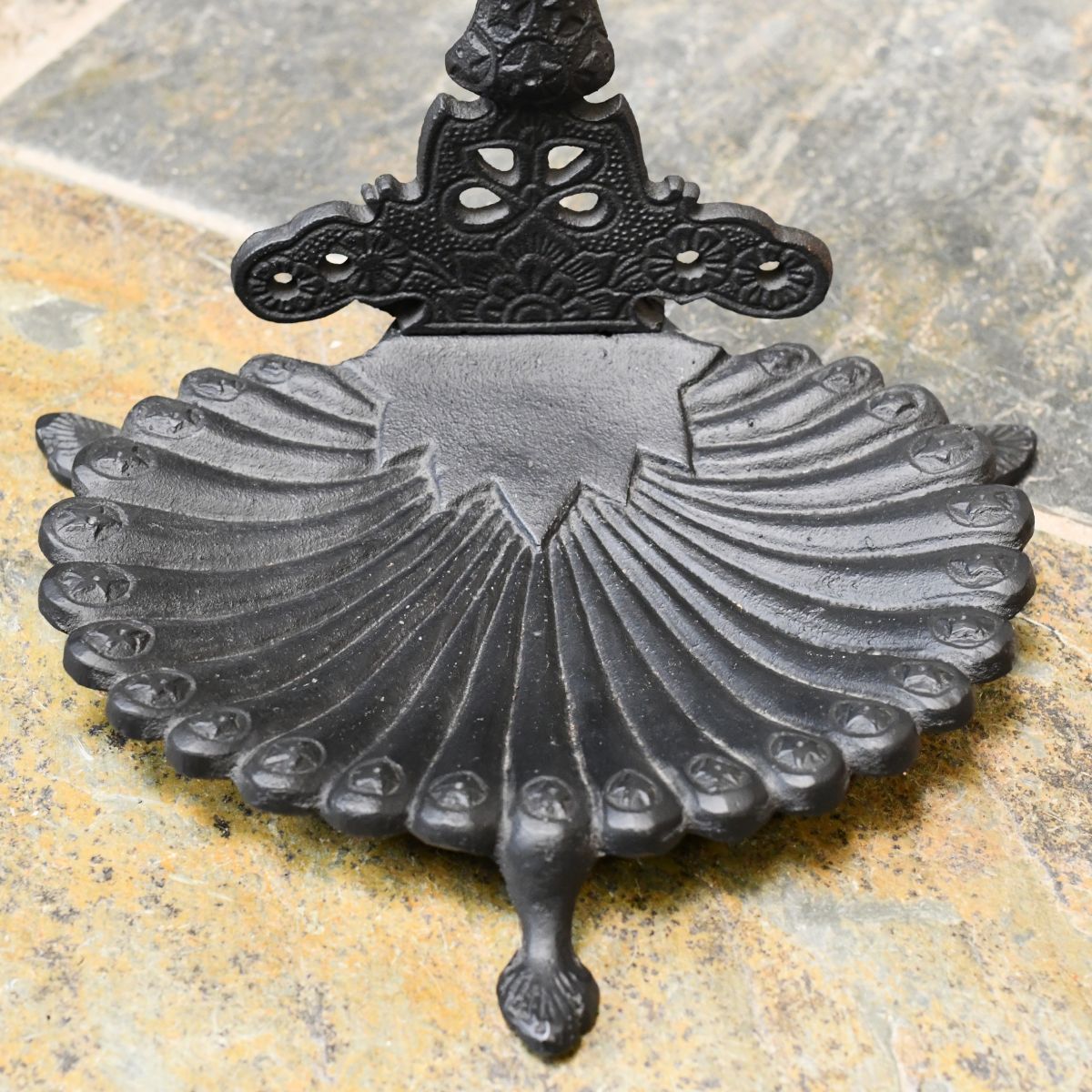 Fluted drip dish on umbrella stand Fluted drip dish on umbrella stand