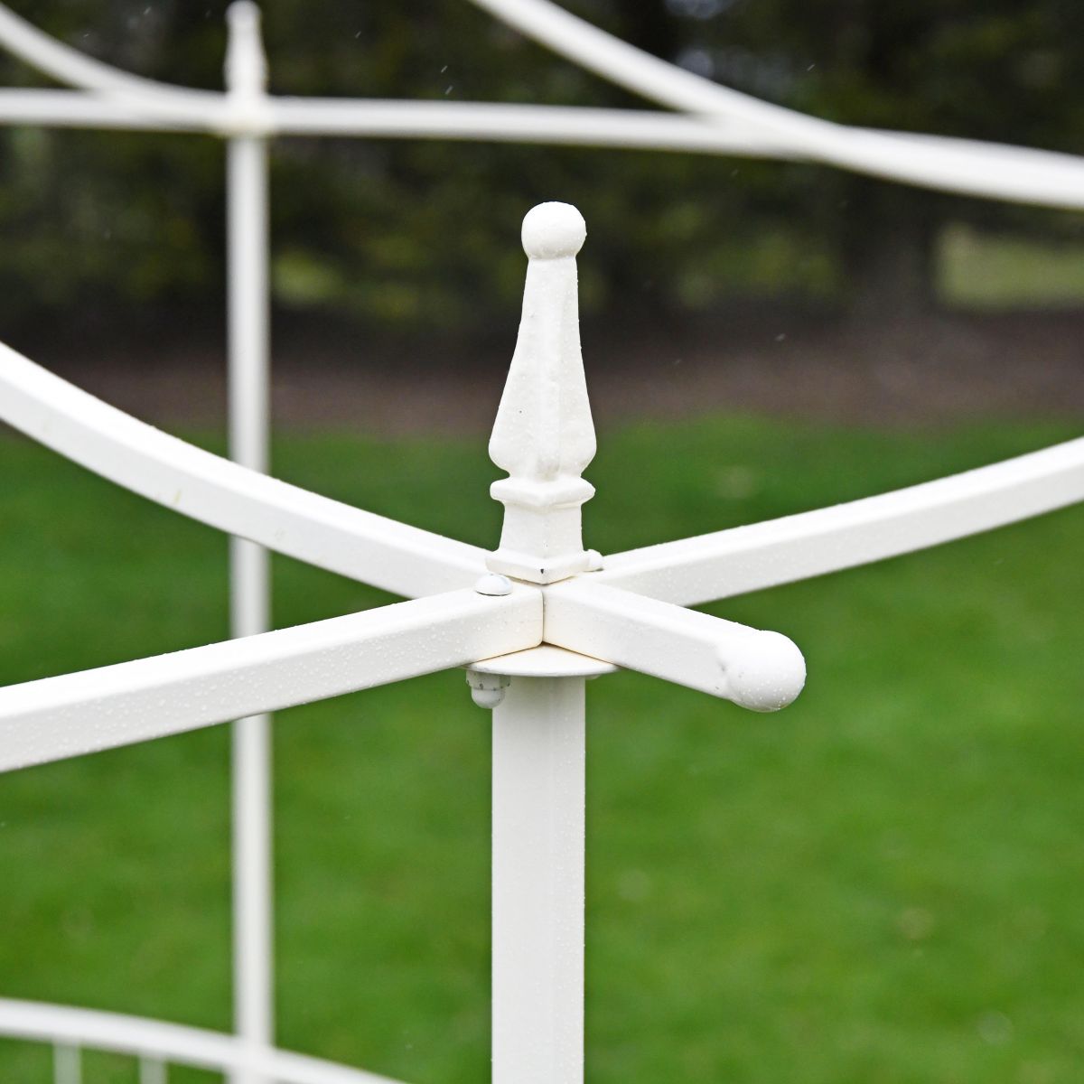 Close up of finial on framework 