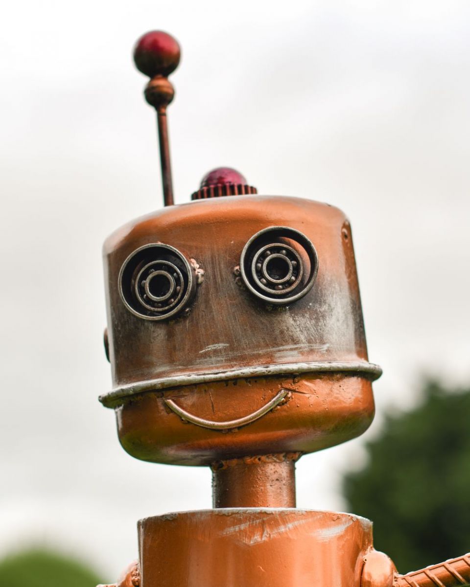 Close up of Hugging Robot Head Close up of Hugging Robot Head