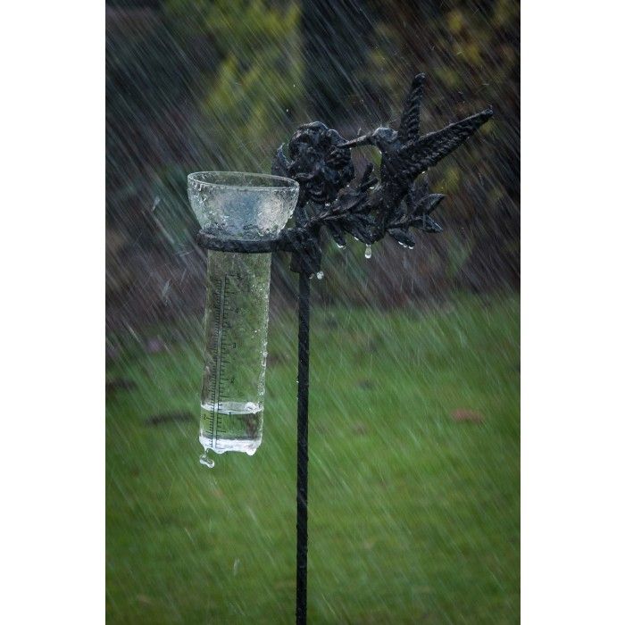 “Hummingbird Falls“ Rain Gauge with Iron Stand “Hummingbird Falls“ Rain Gauge with Iron Stand