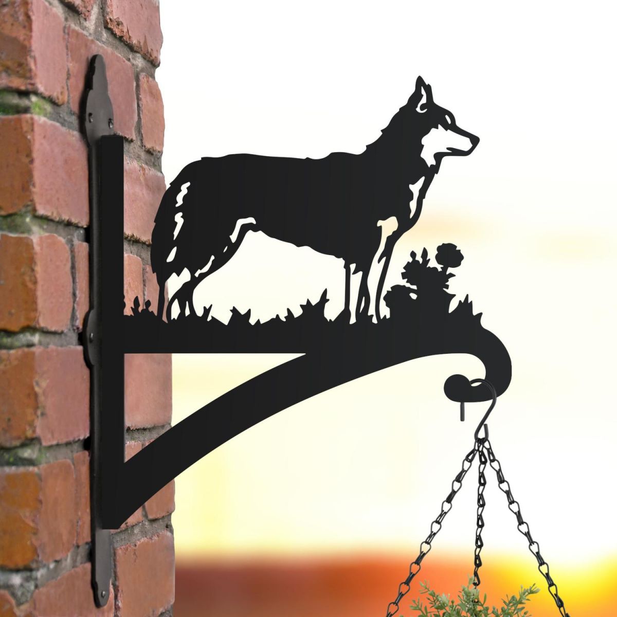 Husky hanging basket bracket in the sunset Husky hanging basket bracket in the sunset