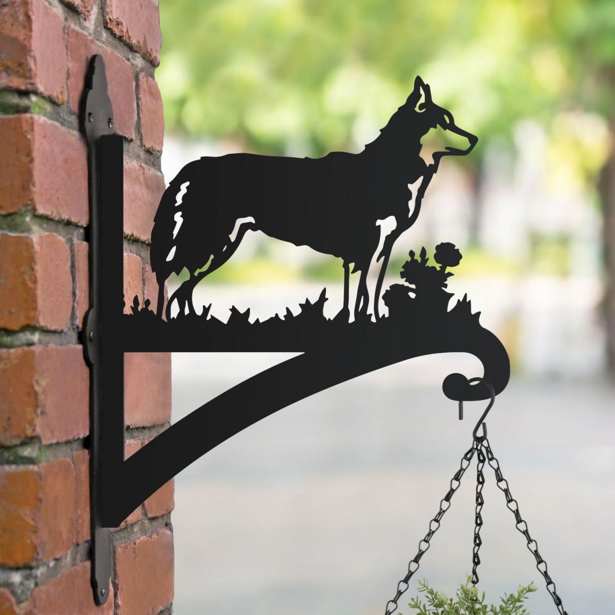 Husky hanging basket bracket in the park Husky hanging basket bracket in the park