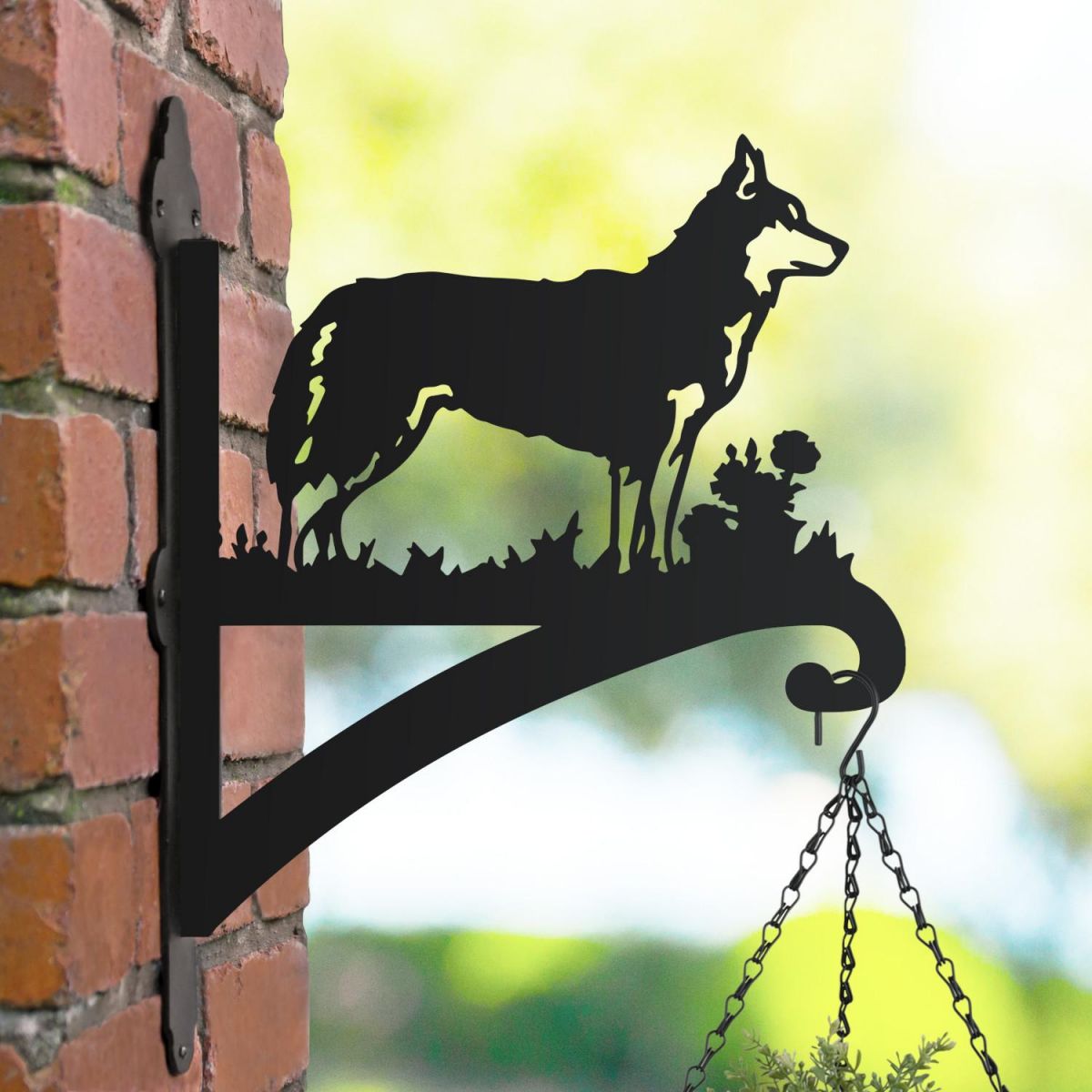 Husky hanging basket bracket in the countryside Husky hanging basket bracket in the countryside