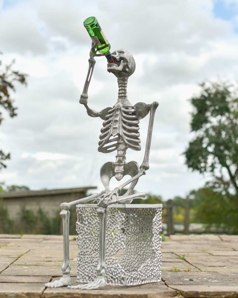 In situ photo of "Benny" the Boozy Skeleton - Silver