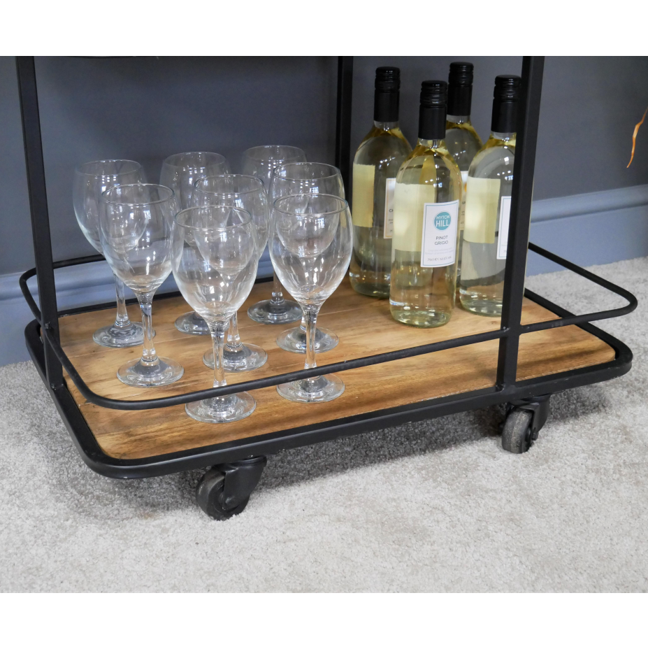 View of the Bottom Shelf of the Contemporary Wine Trolley