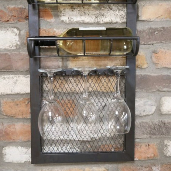 Close-up of the Wine Bottles and Wine Glasses In situ on the Wine Rack