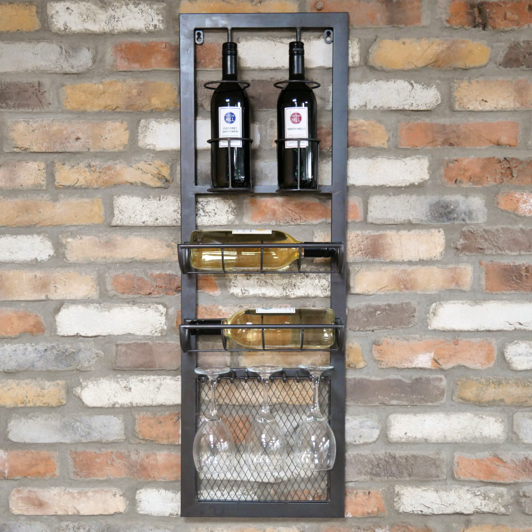 Wine Wall Rack in Situ on the Wall Holding Wine Bottles