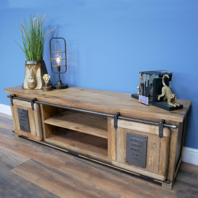 Industrial Sliding Door TV Cabinet in Situ Industrial Sliding Door TV Cabinet in Situ