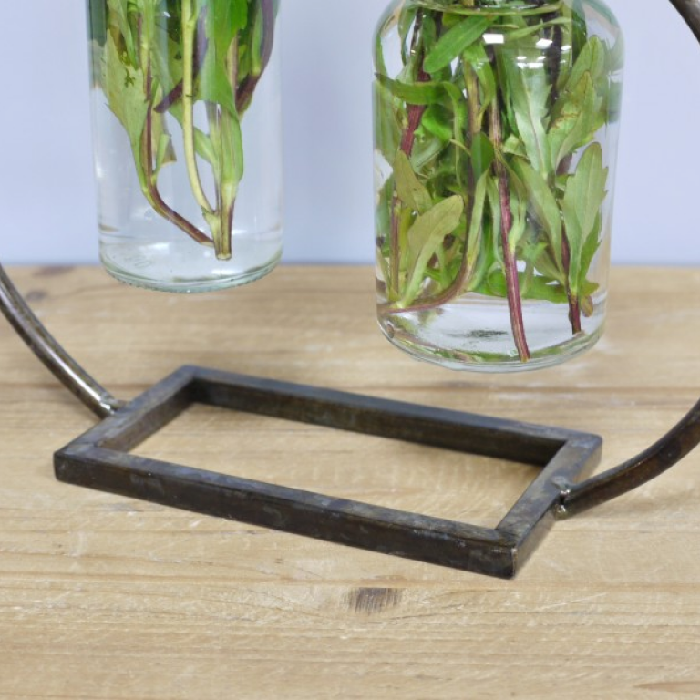 Industrial Style Double Flower Vase Close Up Of Base