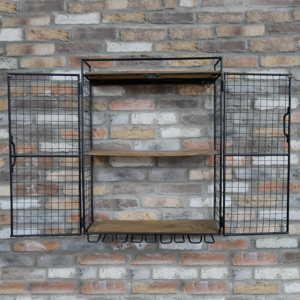 Industrial Wine Cabinet Cage with Front Opening Doors