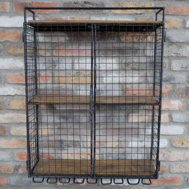 Industrial Wine Cabinet with a Cage Design