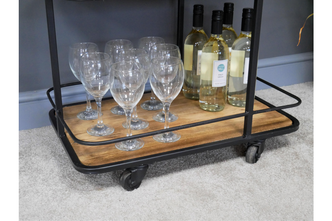 View of the Bottom Shelf of the Contemporary Wine Trolley