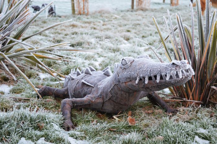 Mara River Crocodile Wrought Iron Garden Sculpture