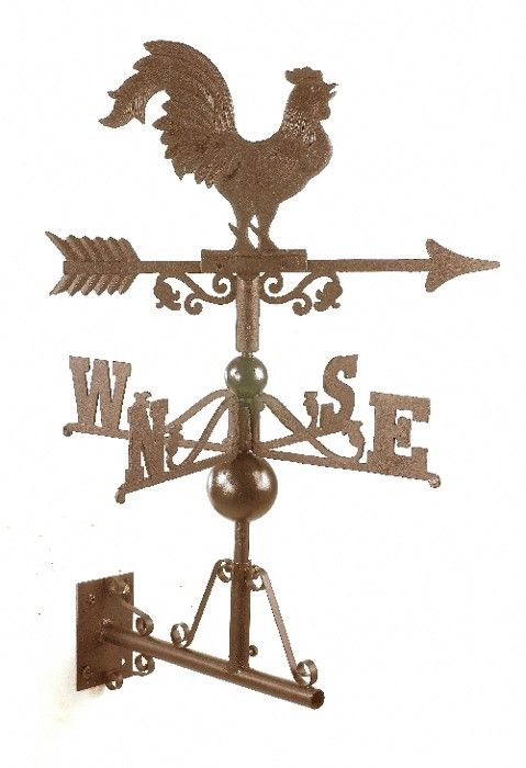 large rooster weathervane with rustic finish