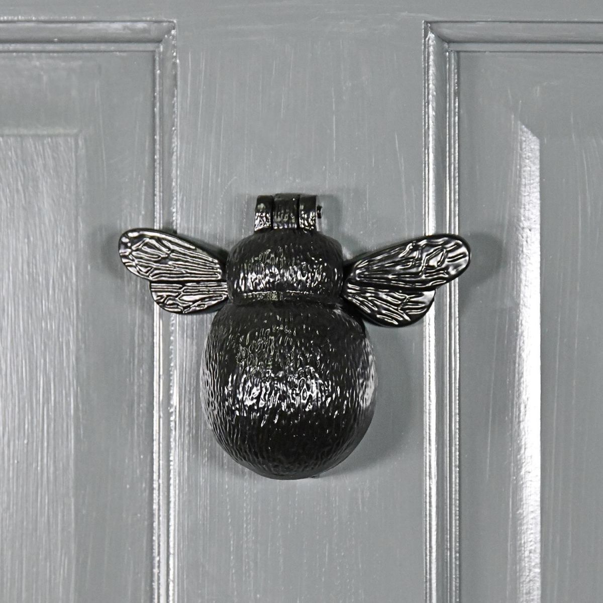 Iron Bumblebee Door Knocker on a Modern Door